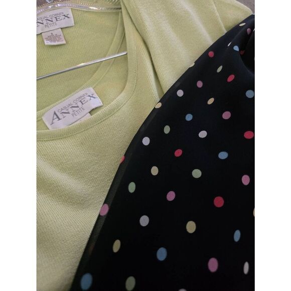 Women's Casual Corner Annex Petite Cardigan with Matching Tank Top Green and Pol - Picture 14 of 14